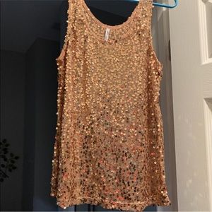 Sheer sequin gold tank
